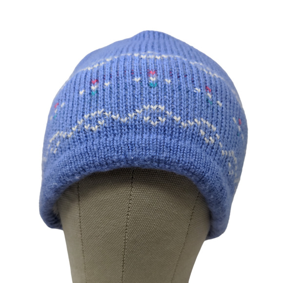 Wigwam Woolen Mills Women's Knit Beanie Ski Hat Fair Isle Blue Vintage Made USA - Picture 1 of 10